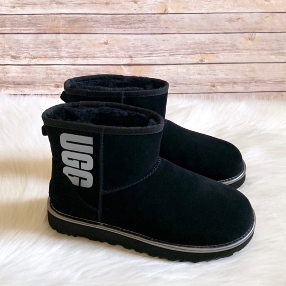 UGG Classic Mini UGG Rubber Logo Boots - Picture 2 of 8